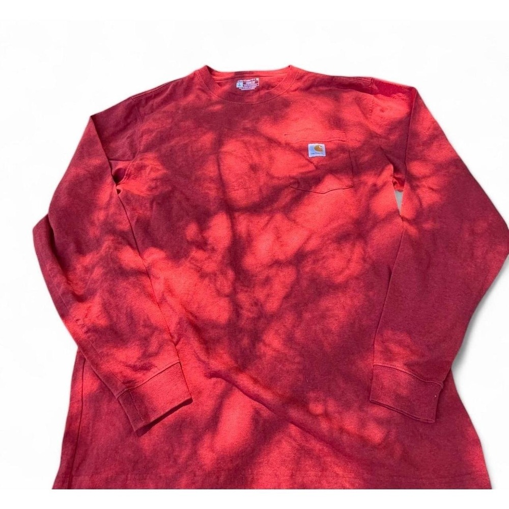 Carhartt‎ Long Sleeve Pocket T-Shirt Red Loose Fit Tall Men's Large L Like New